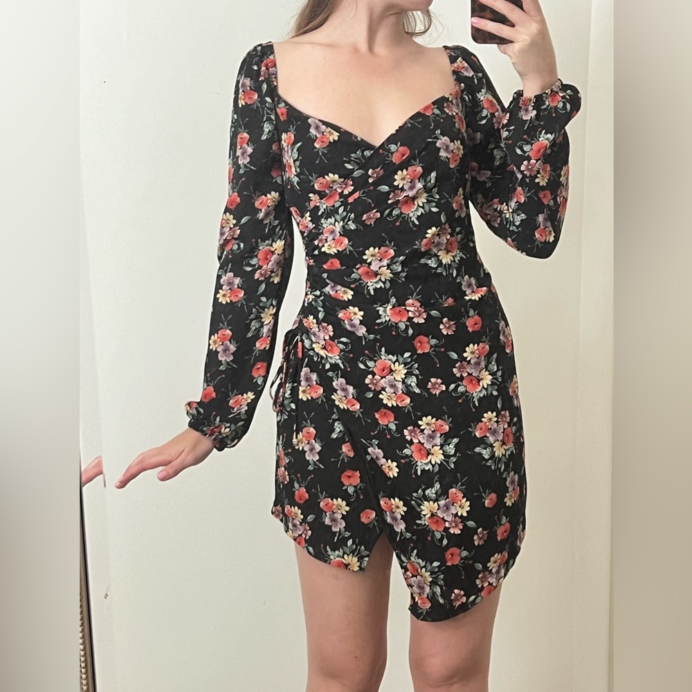Long Sleeve Floral Mini Dress